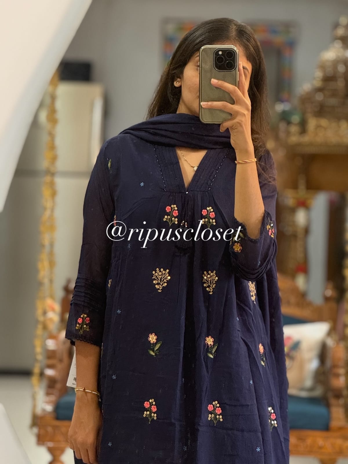 Beautiful A-line Kurti with Havy Embroidery Work