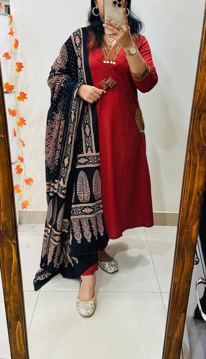 Premium Heavy Rich Dhabu Cotton Aline Suit