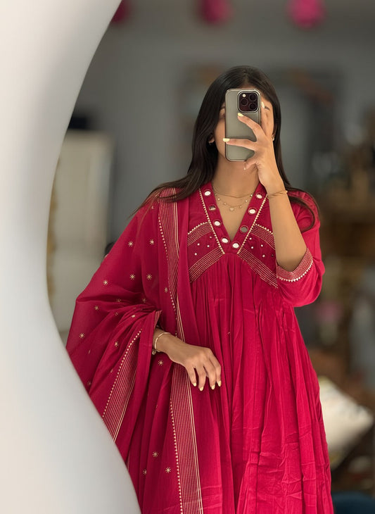 Beautiful Anarkali Kurti with Original Mirror and Embroidery Work