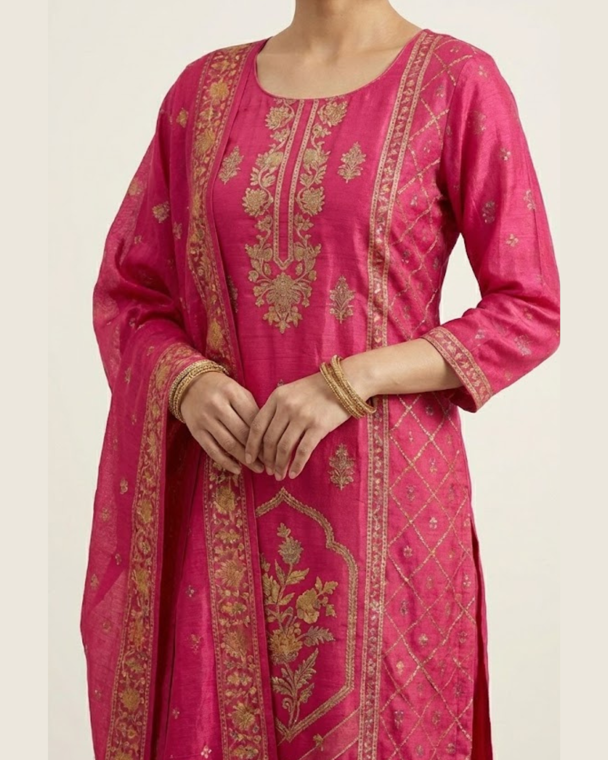 Pure Muslin New Arrivels Festivel Pink Rani Special 3 Piece Set