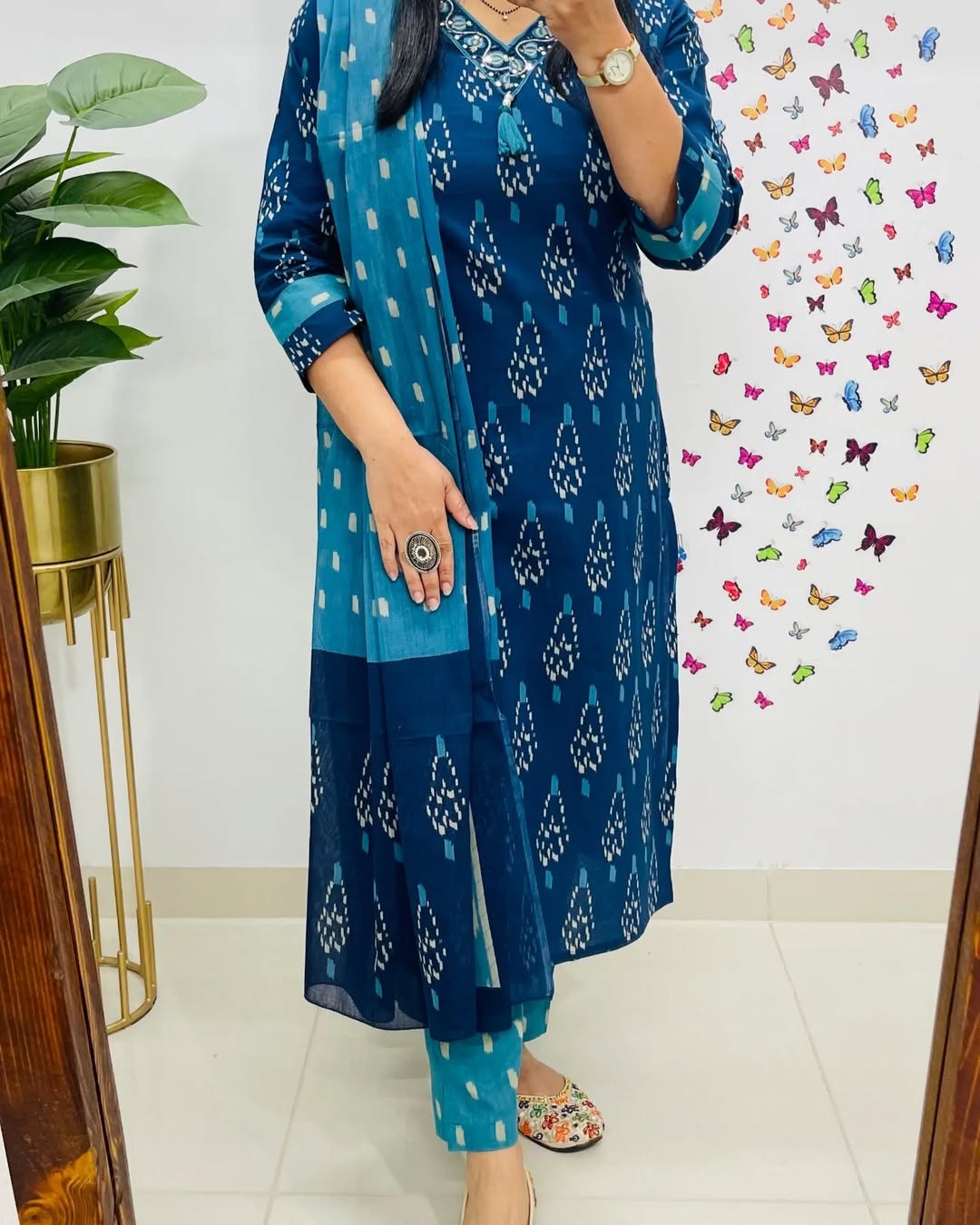 Premium Indigo Ikat Kurti Set for Women