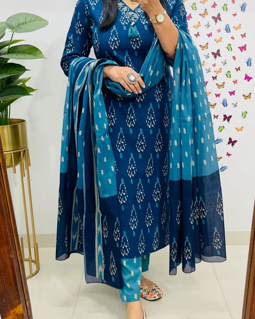 Premium Indigo Ikat Kurti Set for Women