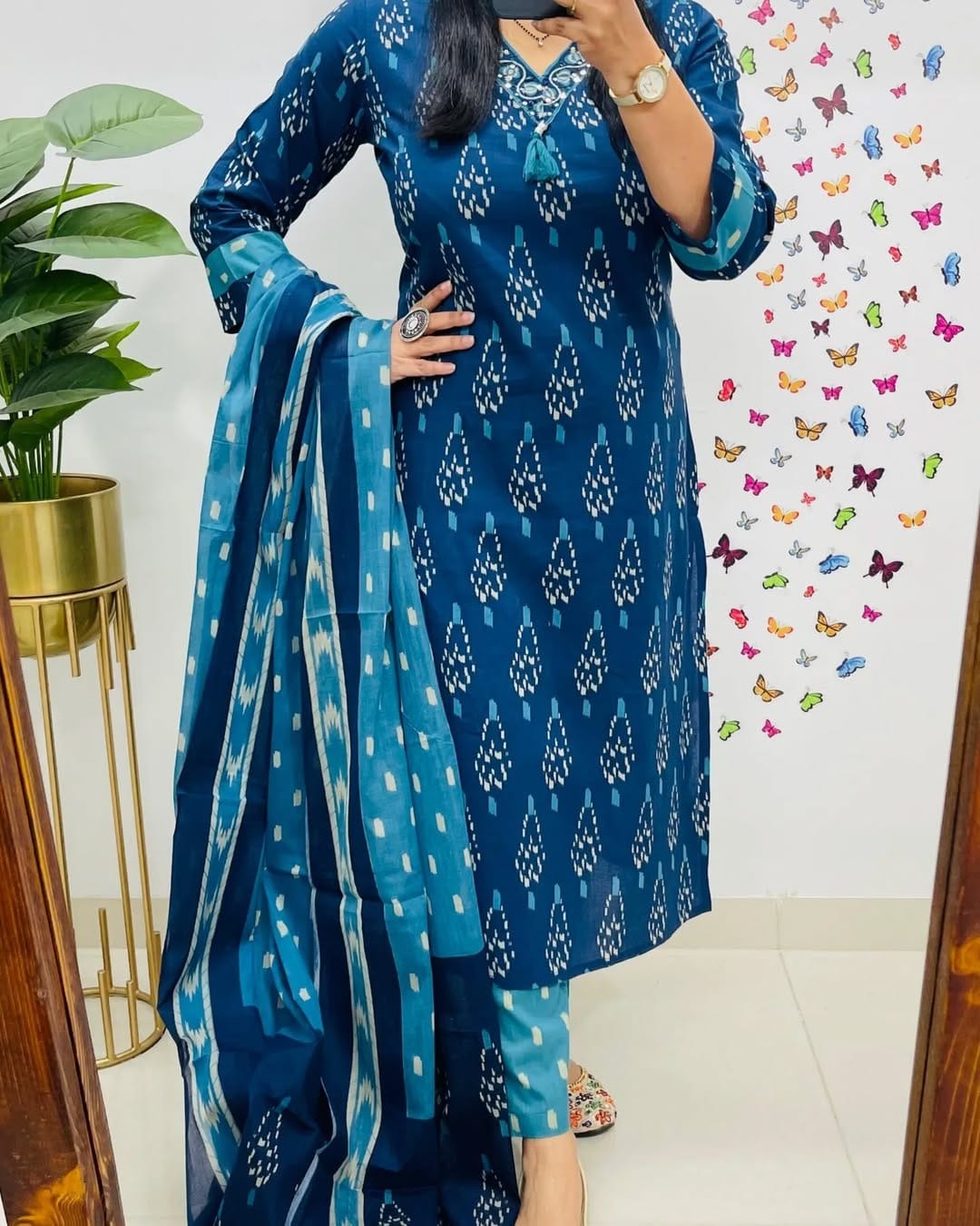 Premium Indigo Ikat Kurti Set for Women
