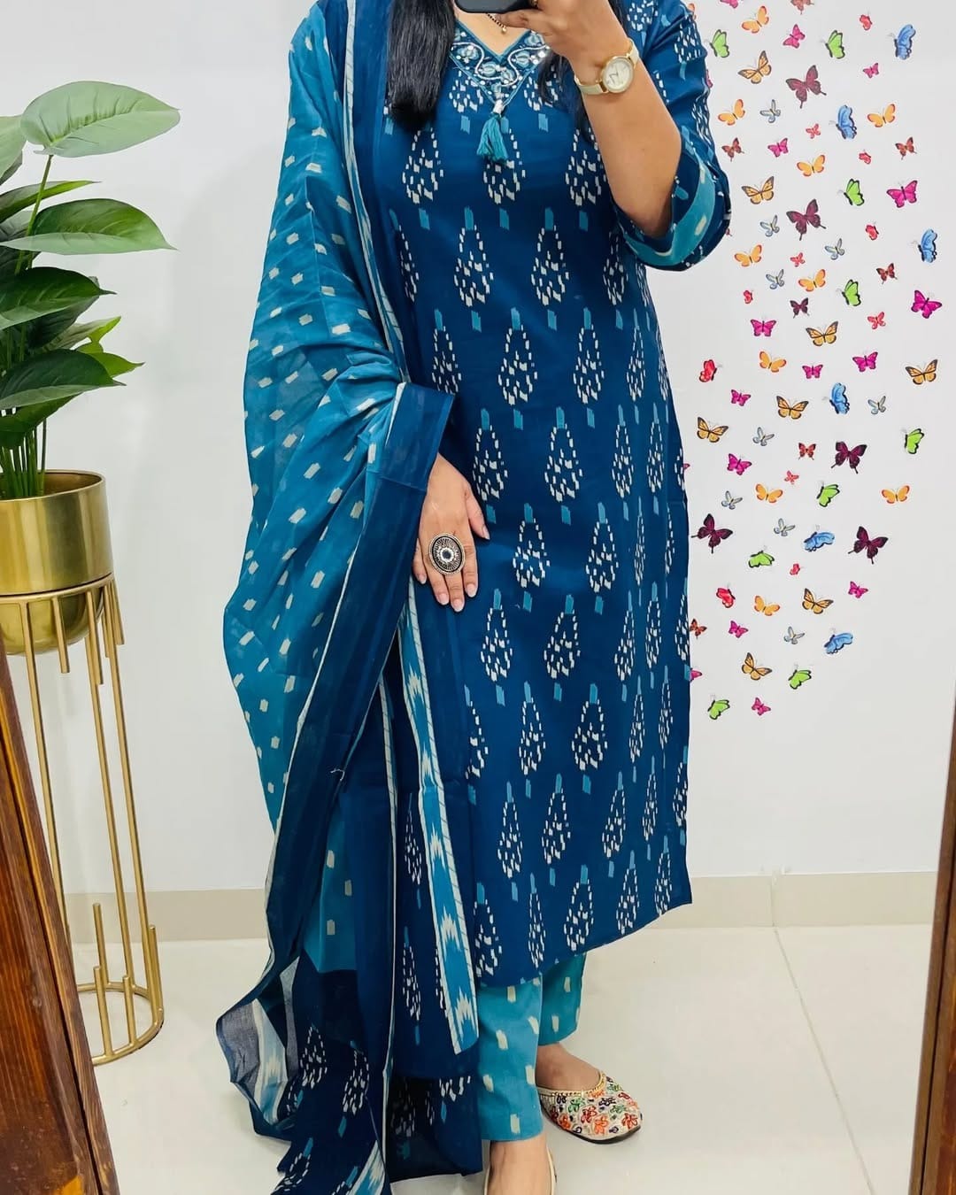 Premium Indigo Ikat Kurti Set for Women