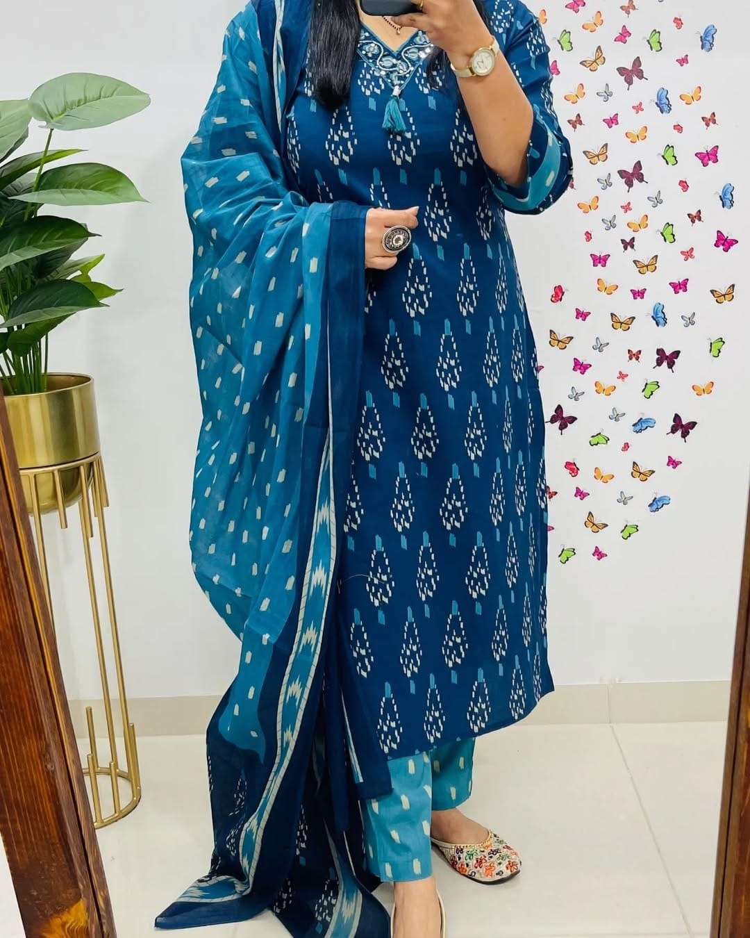 Premium Indigo Ikat Kurti Set for Women