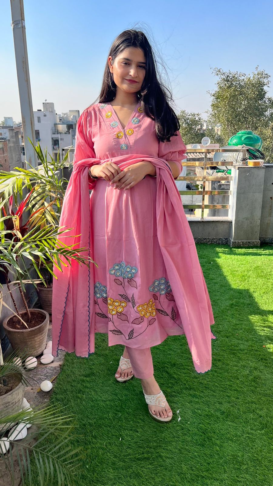 Elegant PinkSet Floral Kurta