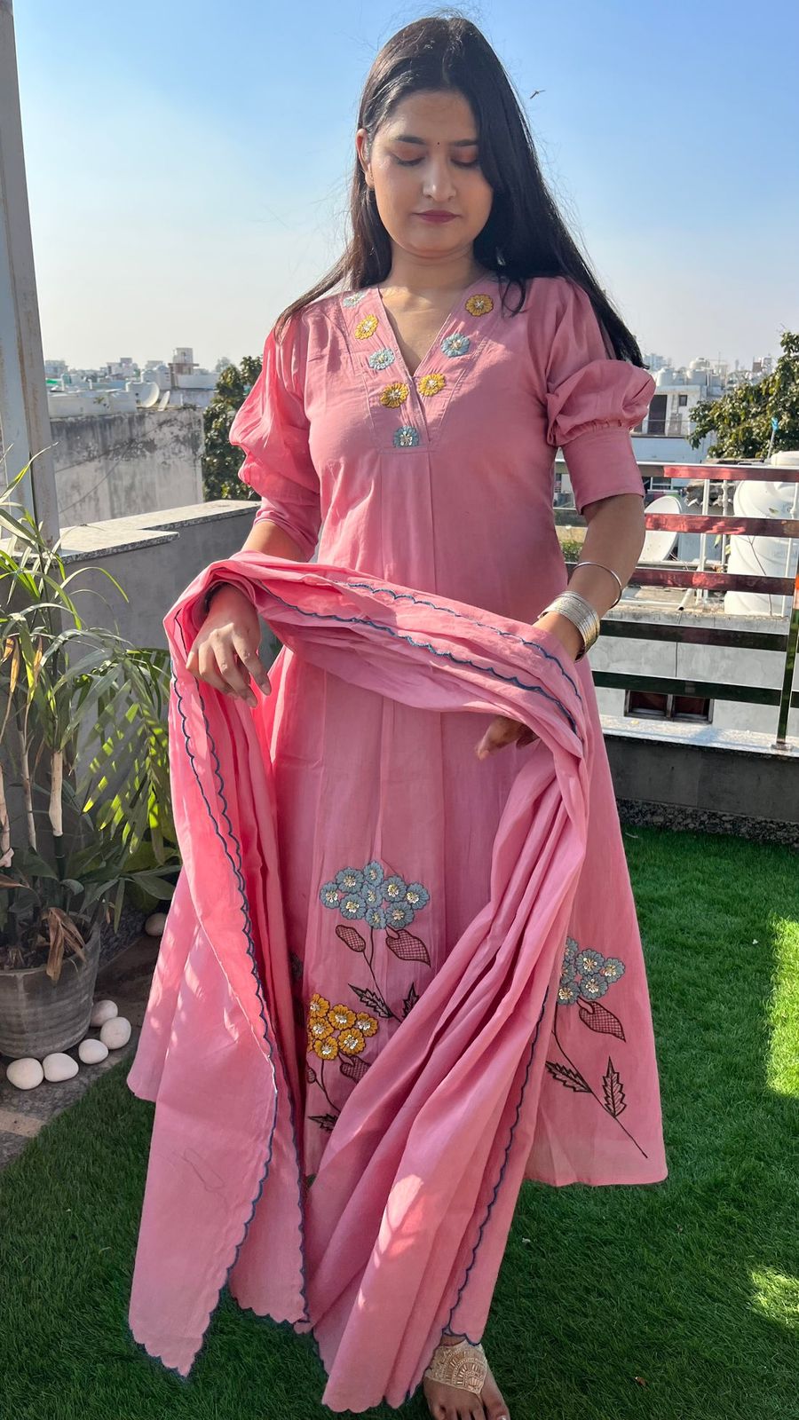 Elegant PinkSet Floral Kurta