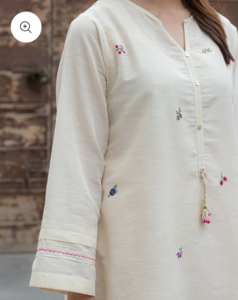 Libas Elegant Off-White Embroidered Kurta Set