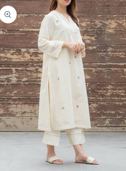 Libas Elegant Off-White Embroidered Kurta Set