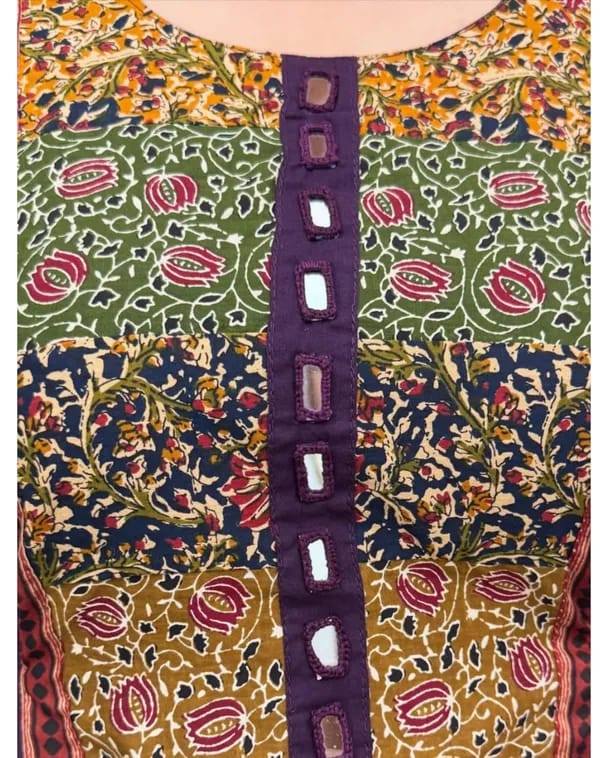 Purple Solid A-Line Kurti With Pant Set