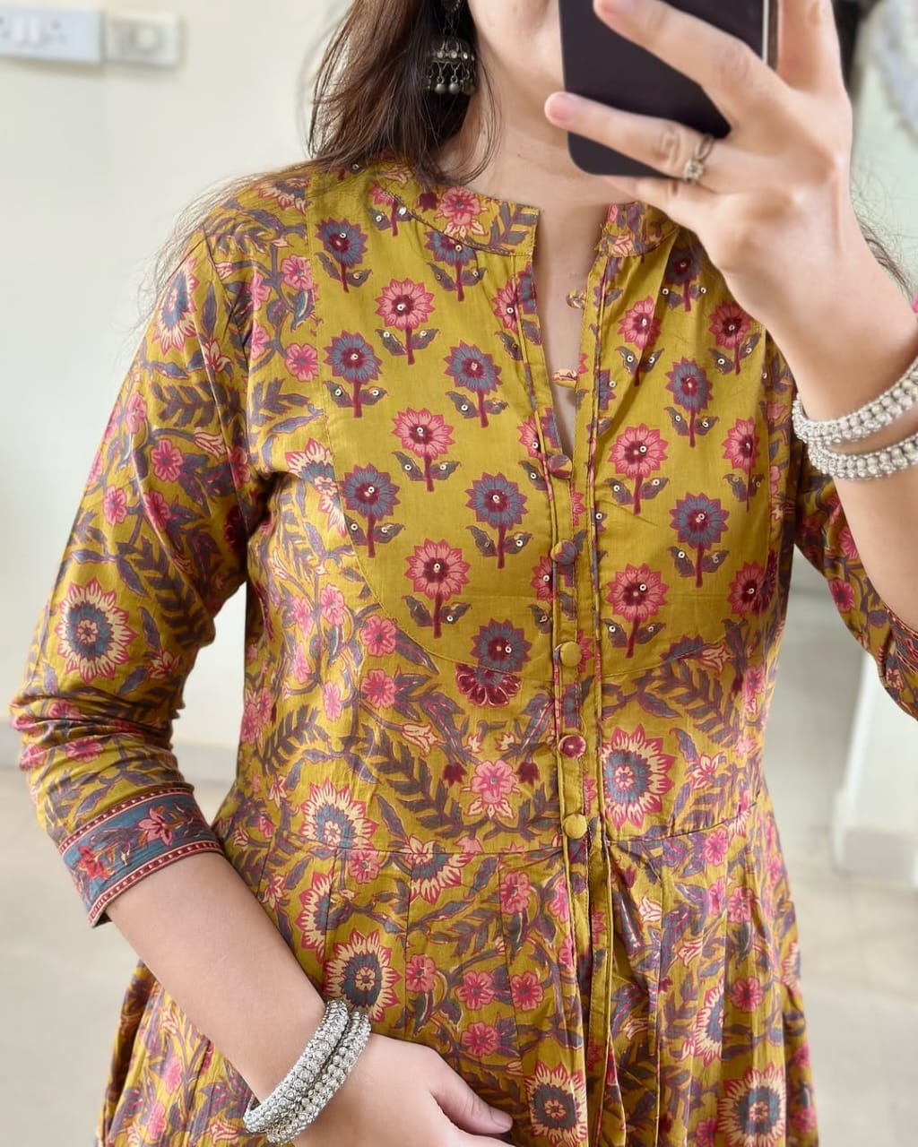 New Full Cotton Print Hand Work Anarkali Kurti Pant Malmal Dupata Arrival