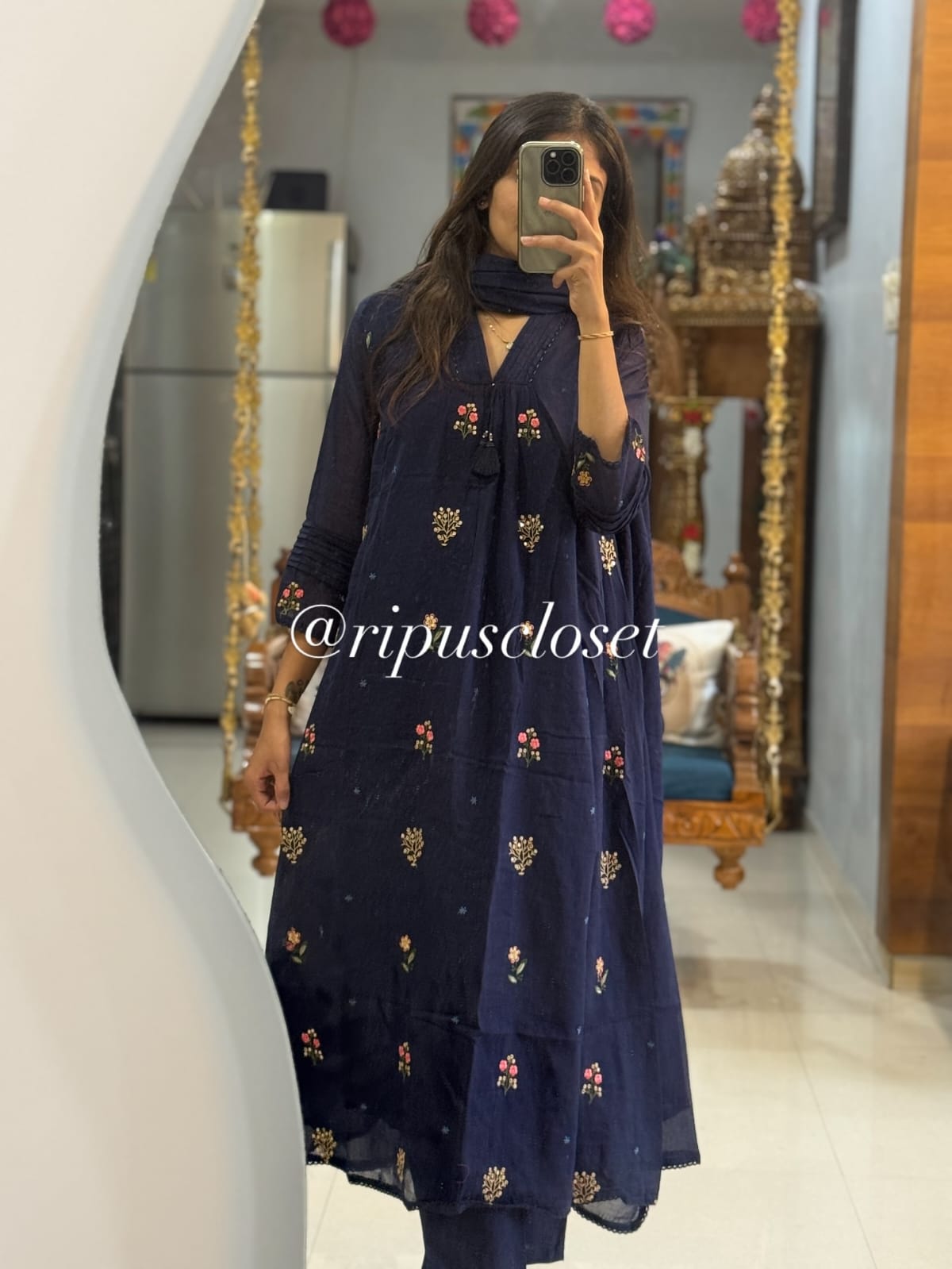 Beautiful A-line Kurti with Havy Embroidery Work