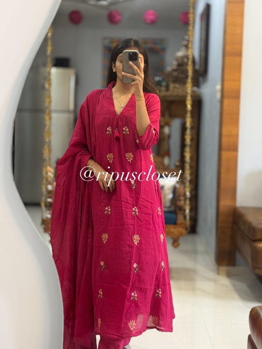 Beautiful A-line Kurti with Havy Embroidery Work