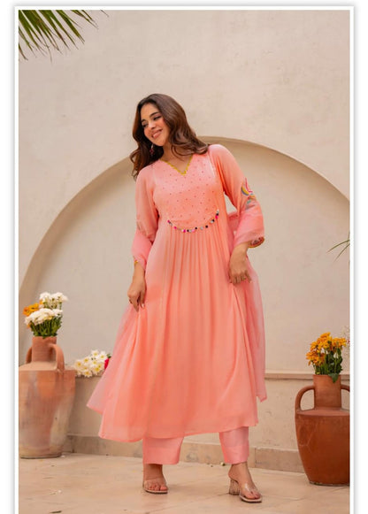 Peach Blossom Anarkali Suit Set
