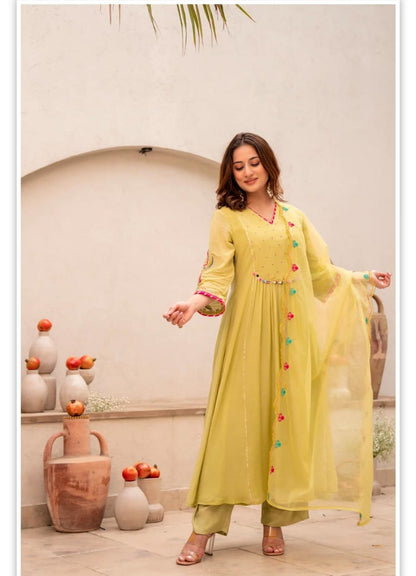 Lemon Zest Anarkali Suit Set