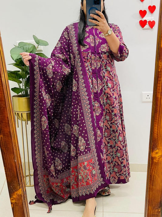 Premium Rich Floral Print Cotton Suit in Anarakali Style🥳🥳